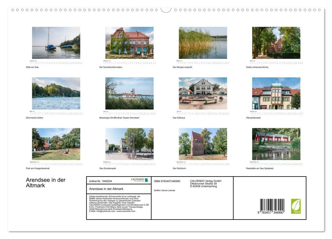 Bild: 9783457346990 | Arendsee in der Altmark (hochwertiger Premium Wandkalender 2026 DIN...