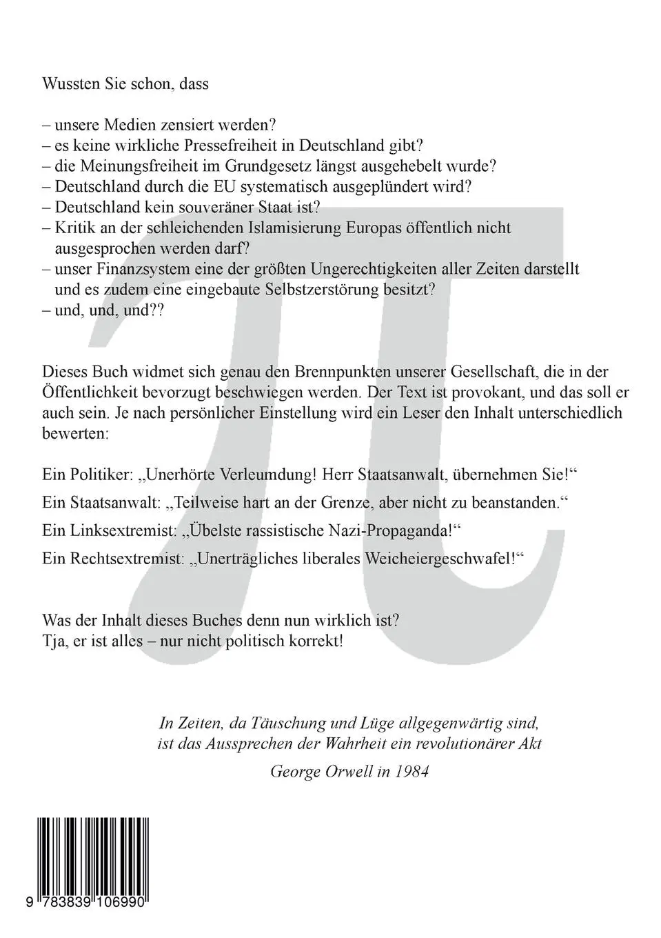Rückseite: 9783839106990 | Deutschland im Sturzflug | Wolfgang Reuters | Taschenbuch | 240 S.