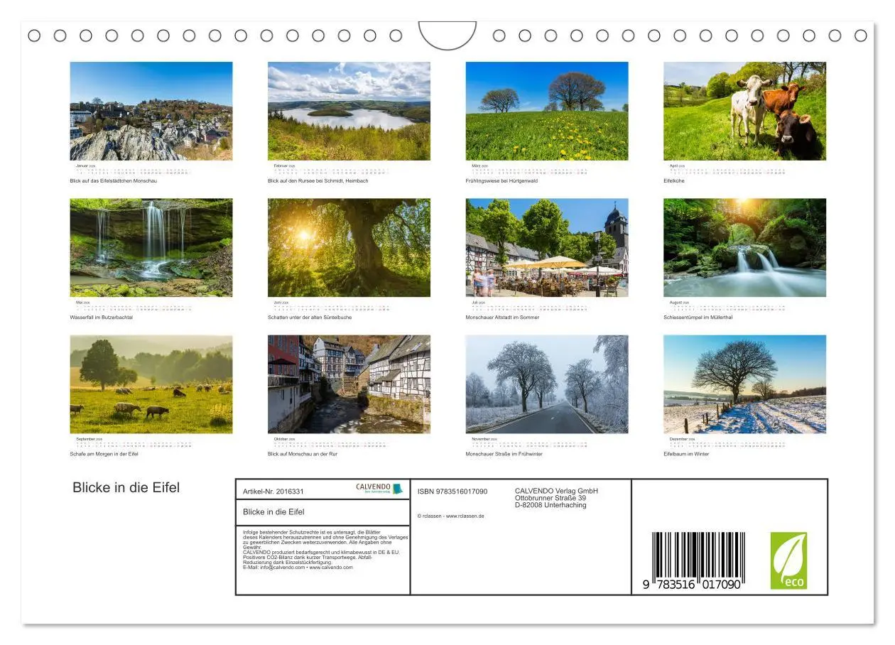 Bild: 9783516017090 | Blicke in die Eifel (Wandkalender 2026 DIN A4 quer), CALVENDO...
