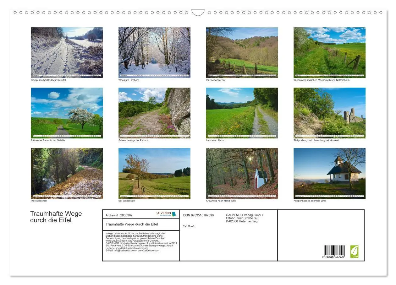 Bild: 9783516187090 | Traumhafte Wege durch die Eifel (Wandkalender 2026 DIN A2 quer),...