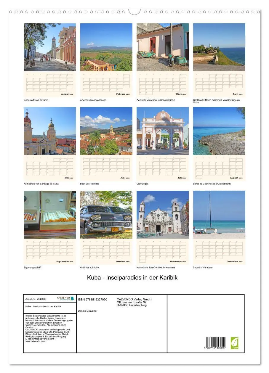 Bild: 9783516327090 | Kuba - Inselparadies in der Karibik (Wandkalender 2026 DIN A2...