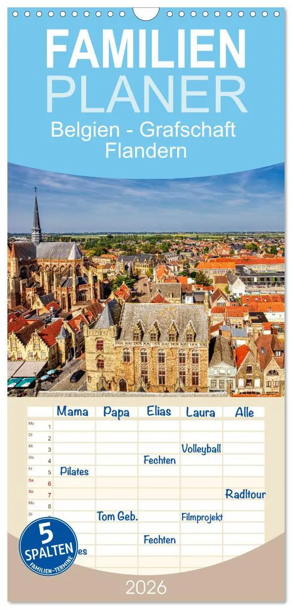 Cover: 9783516497090 | Familienplaner 2026 - Belgien - Grafschaft Flandern mit 5 Spalten...
