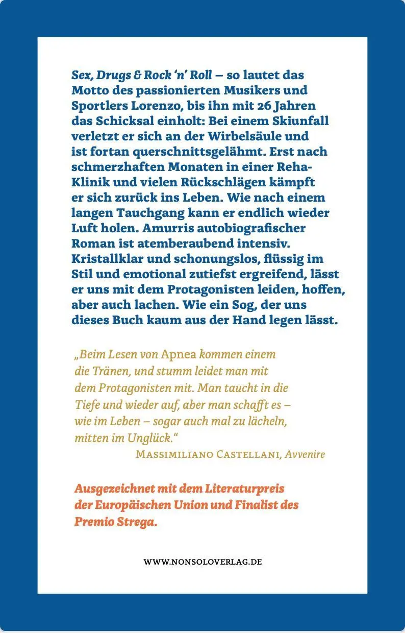 Rückseite: 9783947767090 | Bis ich wieder atmen konnte | Lorenzo Amurri | Taschenbuch | 263 S.
