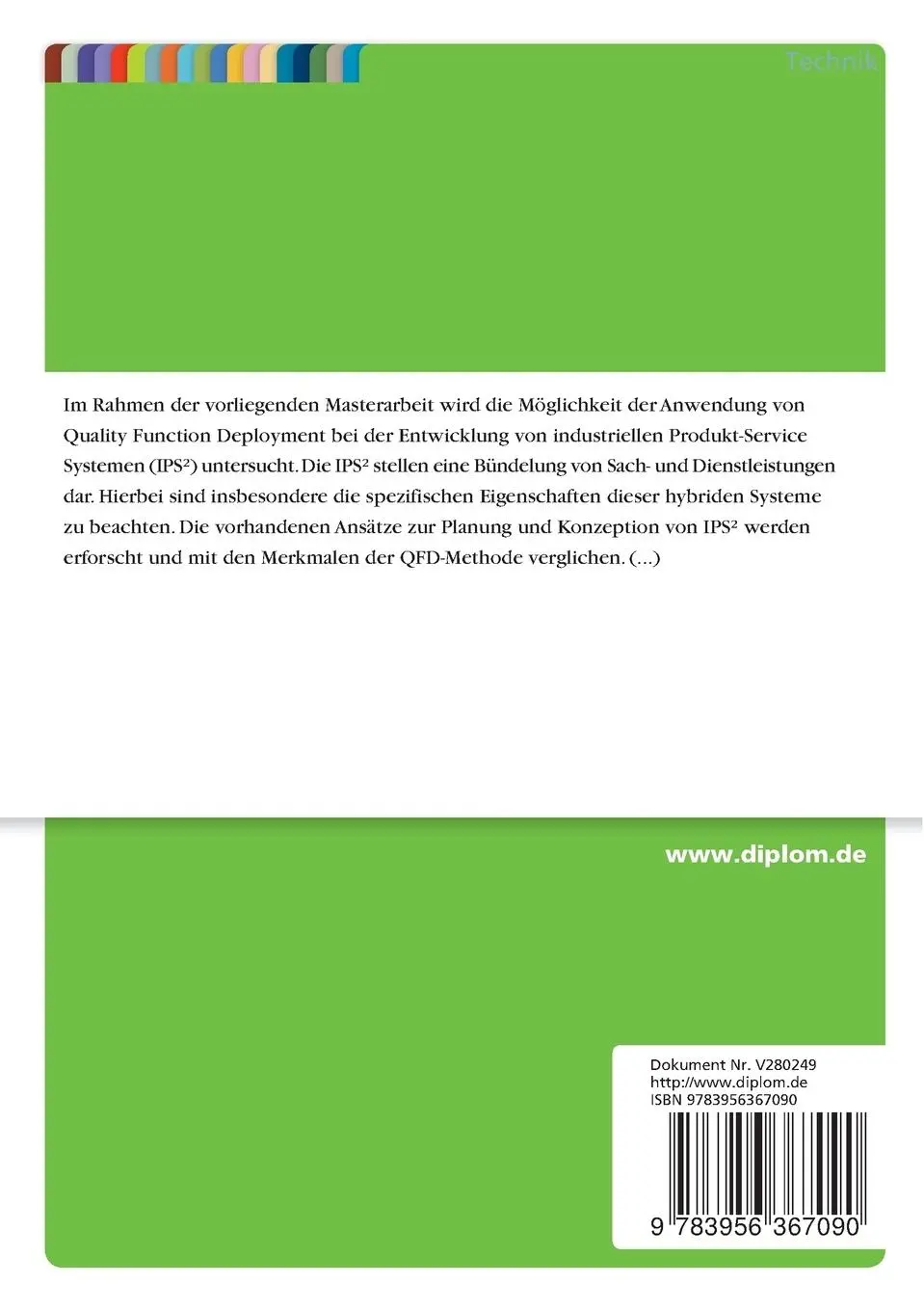 Rückseite: 9783956367090 | Qualitätsorientierte Produktplanung mit QFD im Kontext...