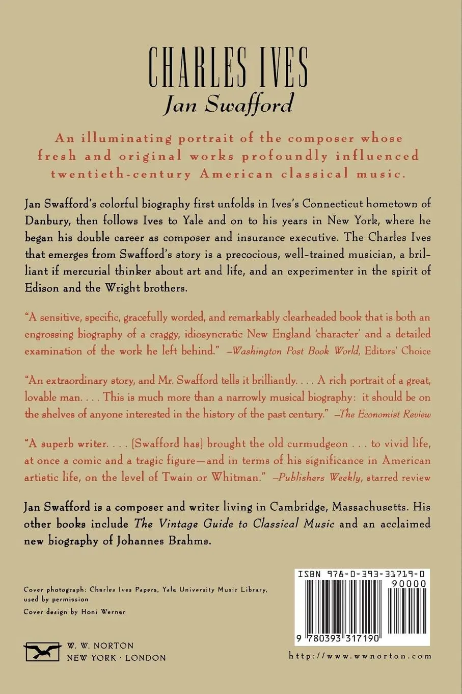 Rückseite: 9780393317190 | Charles Ives | A Life with Music | Jan Swafford | Taschenbuch | 1998