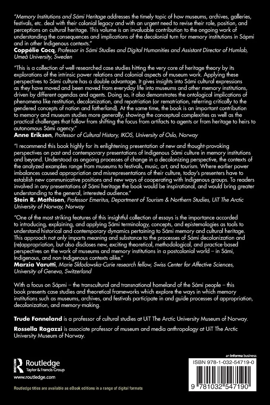 Rückseite: 9781032547190 | Memory Institutions and Sámi Heritage | Trude Fonneland (u. a.) | Buch