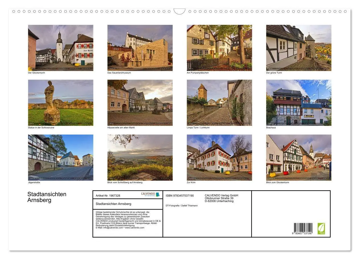 Bild: 9783457537190 | Stadtansichten Arnsberg (Wandkalender 2026 DIN A2 quer), CALVENDO...