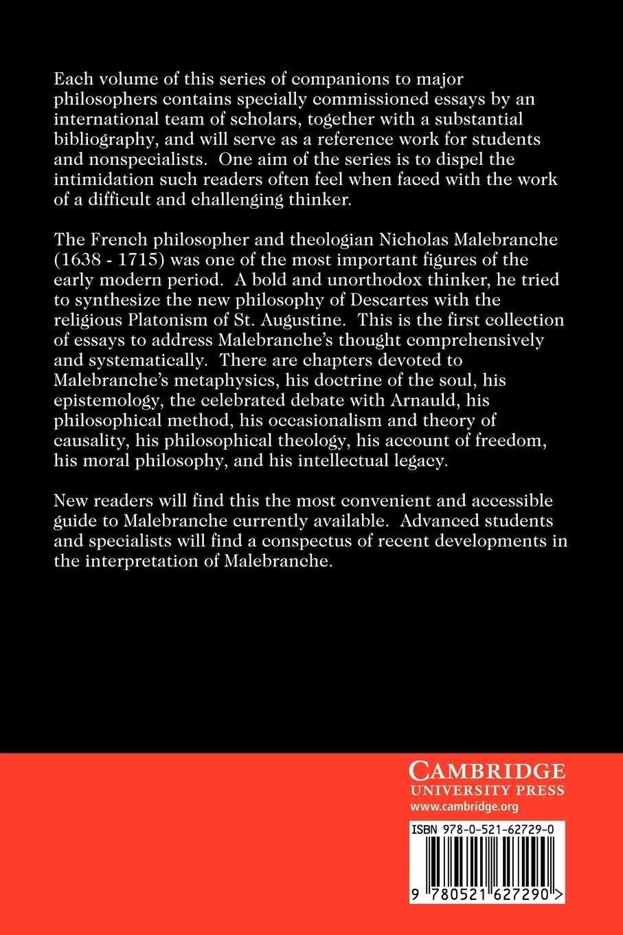 Rückseite: 9780521627290 | The Cambridge Companion to Malebranche | Steven M. Nadler | Buch