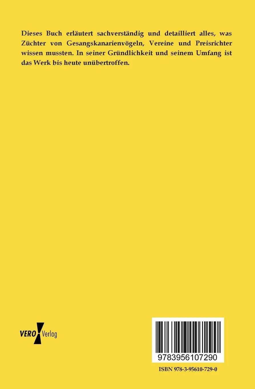 Rückseite: 9783956107290 | Lehrbuch für Gesangskanarienzüchter | Ludwig Tretter | Taschenbuch