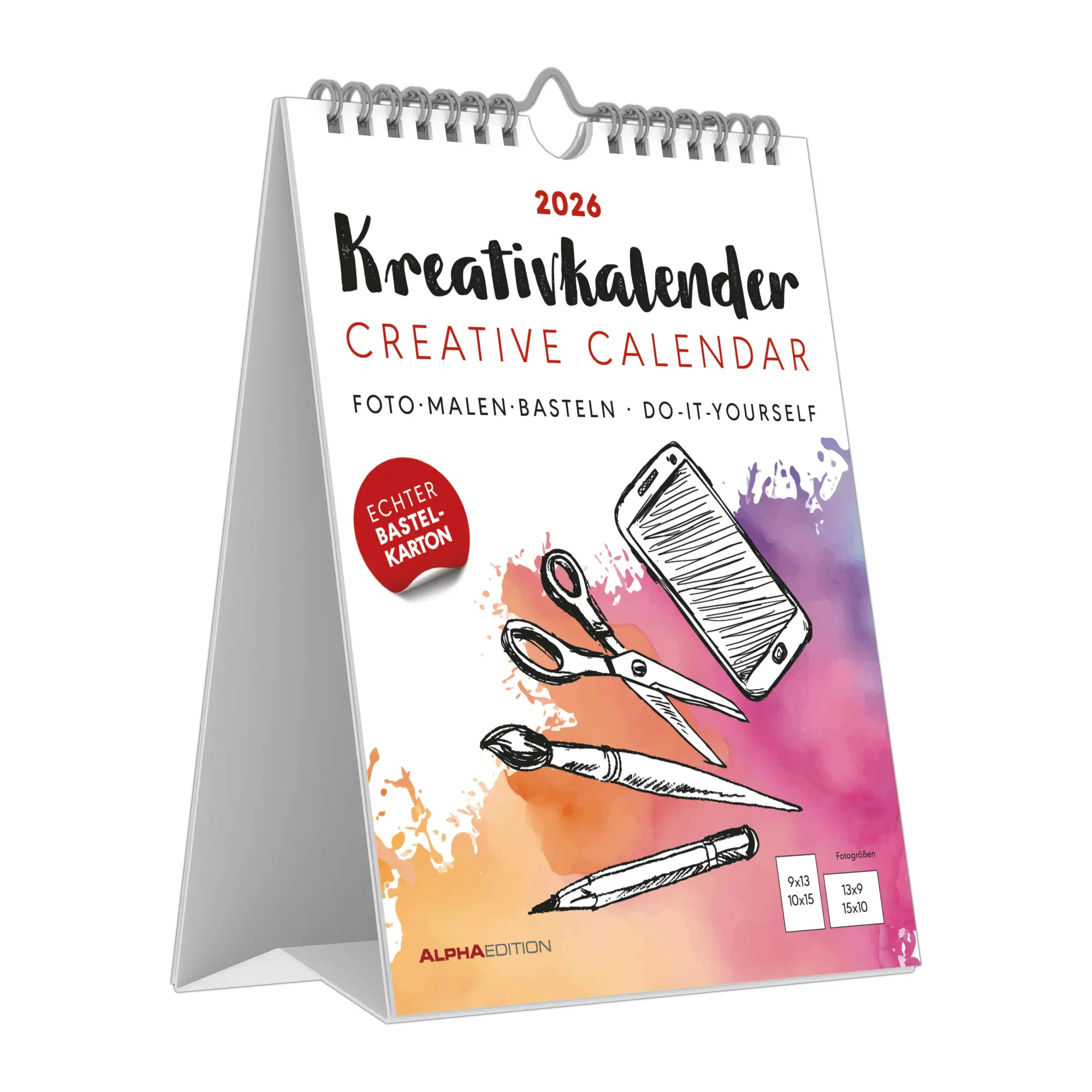 Cover: 4069095007390 | Kreativ-Kalender Tischaufsteller hoch weiß 2026 - 16 x 20 - Foto,...