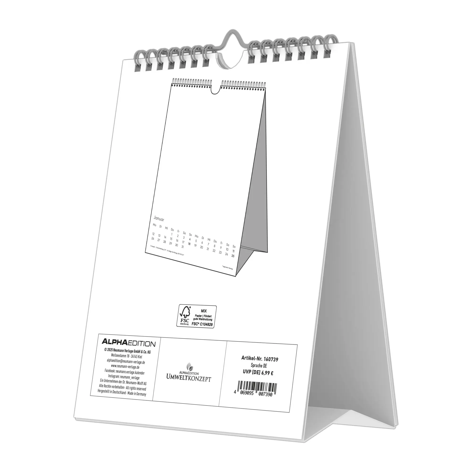 Bild: 4069095007390 | Kreativ-Kalender Tischaufsteller hoch weiß 2026 - 16 x 20 - Foto,...