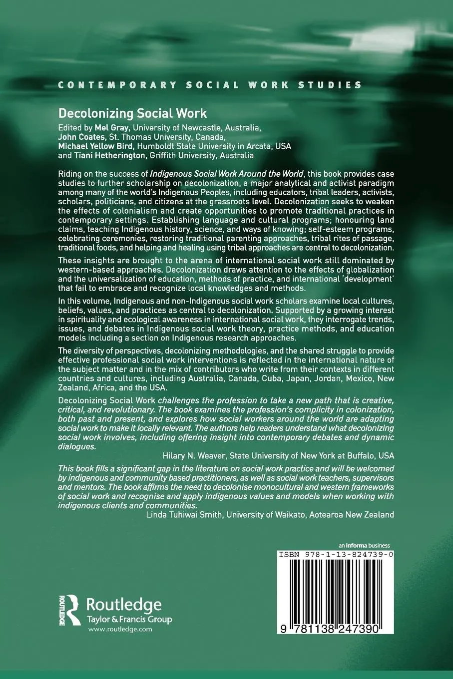 Rückseite: 9781138247390 | Decolonizing Social Work | Mel Gray (u. a.) | Taschenbuch | Englisch