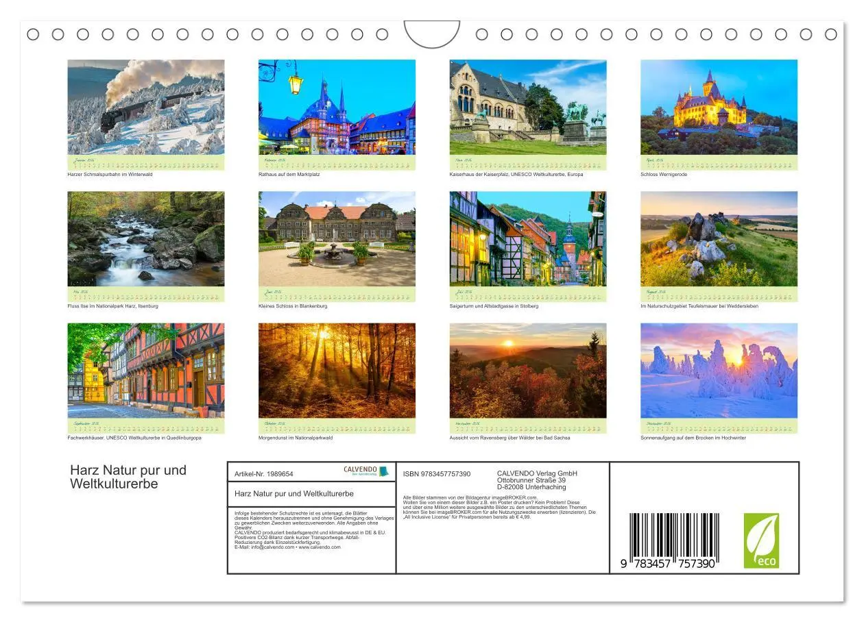 Bild: 9783457757390 | Harz Natur pur und Weltkulturerbe (Wandkalender 2026 DIN A4 quer),...