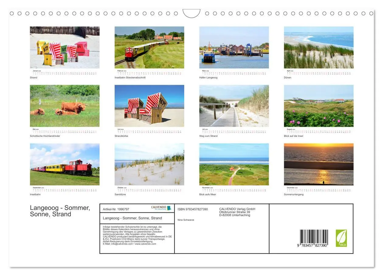 Bild: 9783457827390 | Langeoog - Sommer, Sonne, Strand (Wandkalender 2026 DIN A3 quer),...