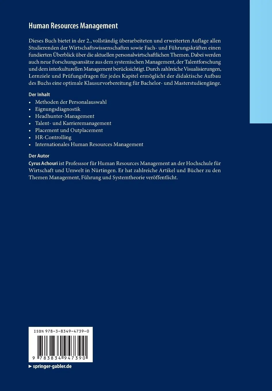 Rückseite: 9783834947390 | Human Resources Management | Eine praxisbasierte Einführung | Achouri