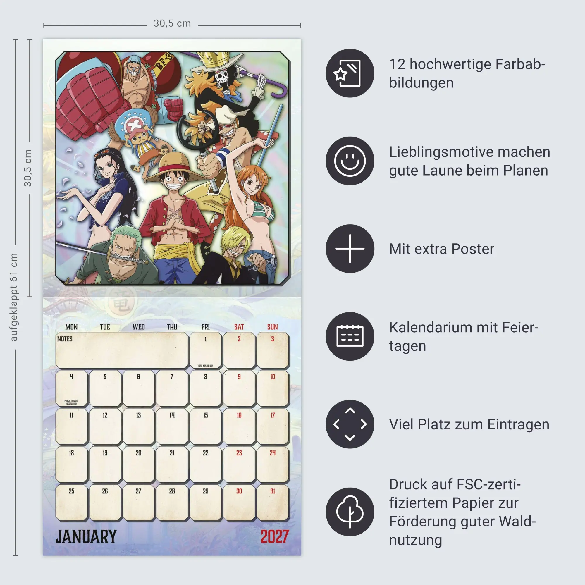 Bild: 9783840197390 | One Piece Broschurkalender 2027 | Kalender | 28 S. | Englisch | 2027