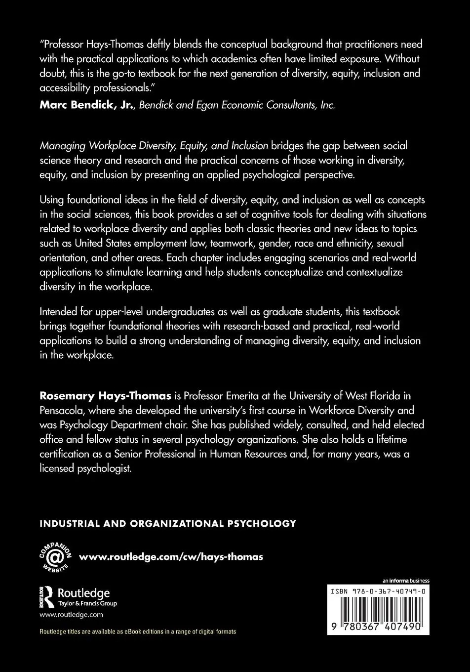 Rückseite: 9780367407490 | Managing Workplace Diversity, Equity, and Inclusion | Hays-Thomas