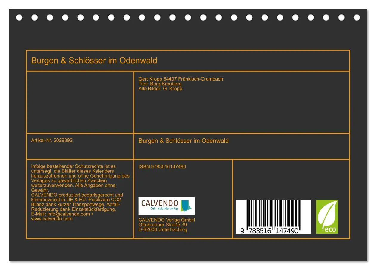Bild: 9783516147490 | Burgen &amp; Schlösser im Odenwald (Tischkalender 2026 DIN A5 quer),...