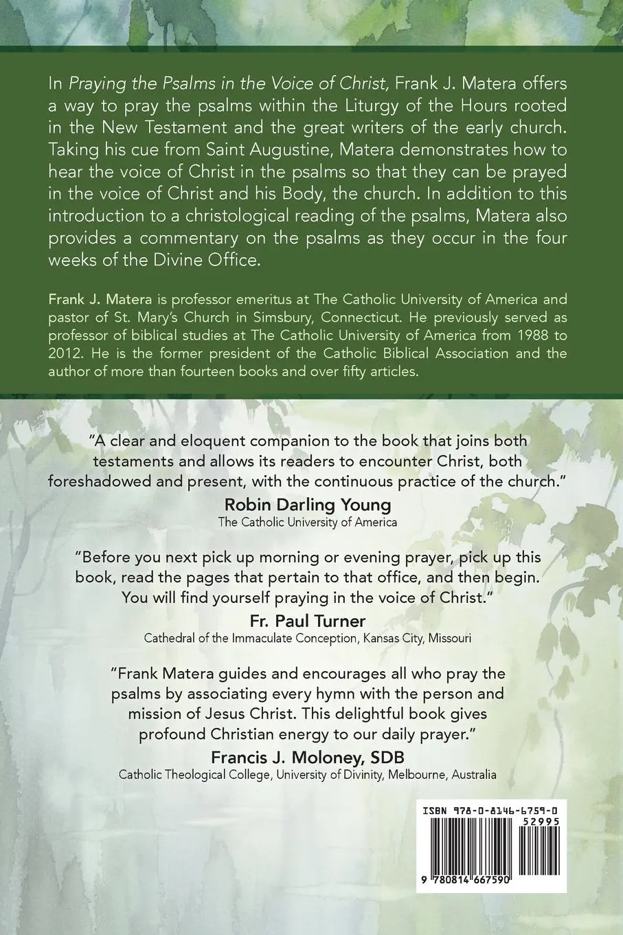 Rückseite: 9780814667590 | Praying the Psalms in the Voice of Christ | Frank J Matera | Buch