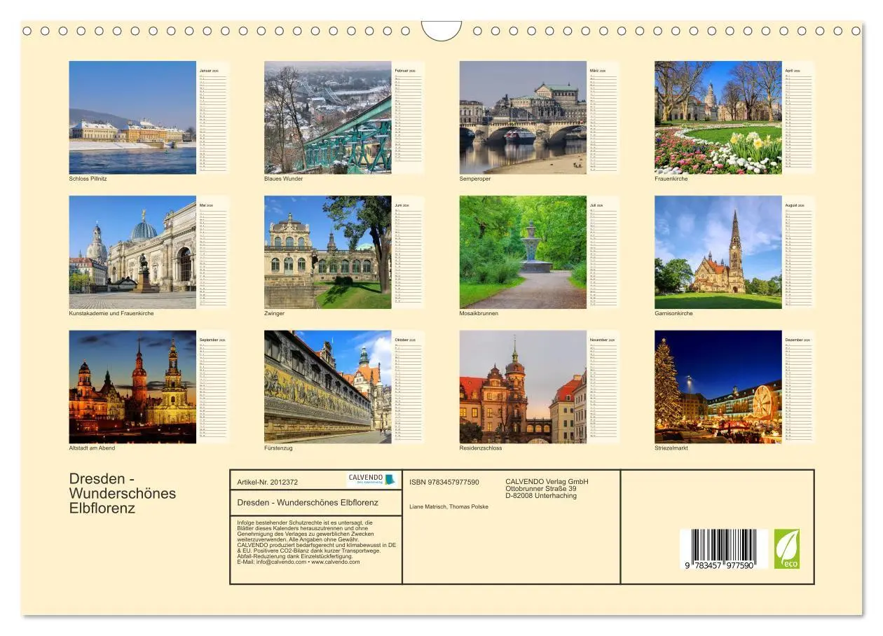 Bild: 9783457977590 | Dresden - Wunderschönes Elbflorenz (Wandkalender 2026 DIN A3 quer),...