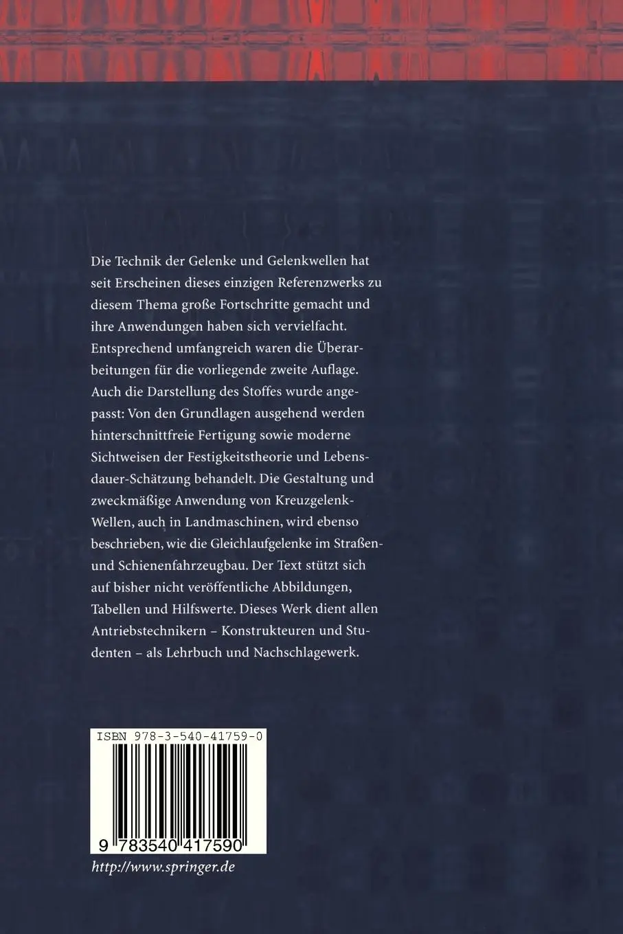 Rückseite: 9783540417590 | Gelenke und Gelenkwellen | Berechnung, Gestaltung, Anwendungen | Buch
