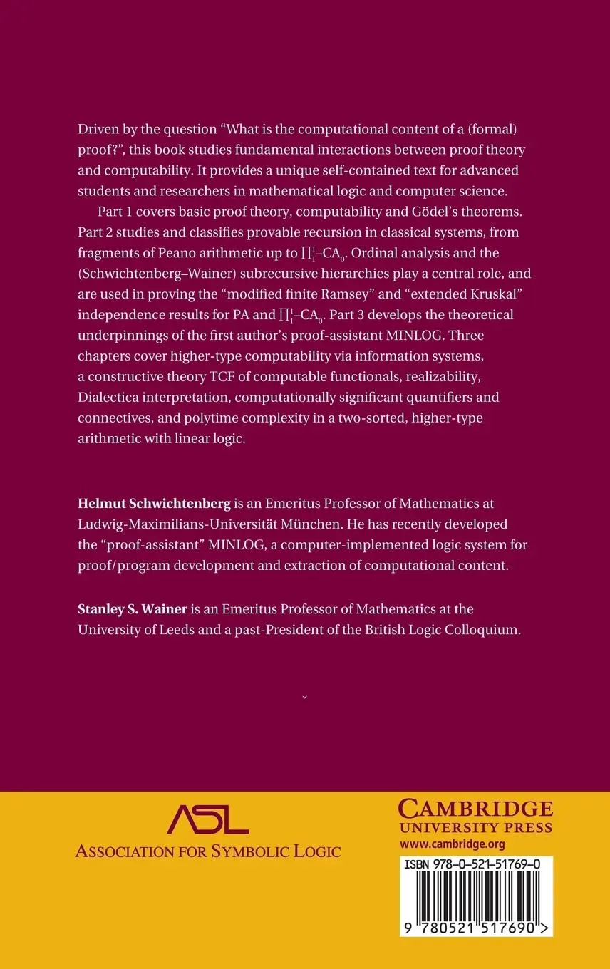 Rückseite: 9780521517690 | Proofs and Computations | Helmut Schwichtenberg (u. a.) | Buch | 2013
