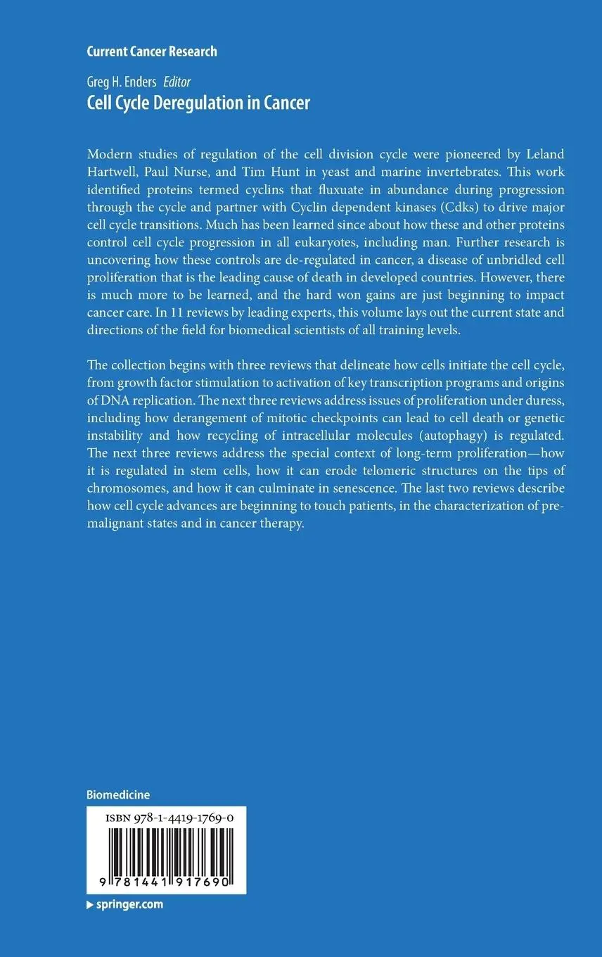 Rückseite: 9781441917690 | Cell Cycle Deregulation in Cancer | Greg H. Enders | Buch | viii