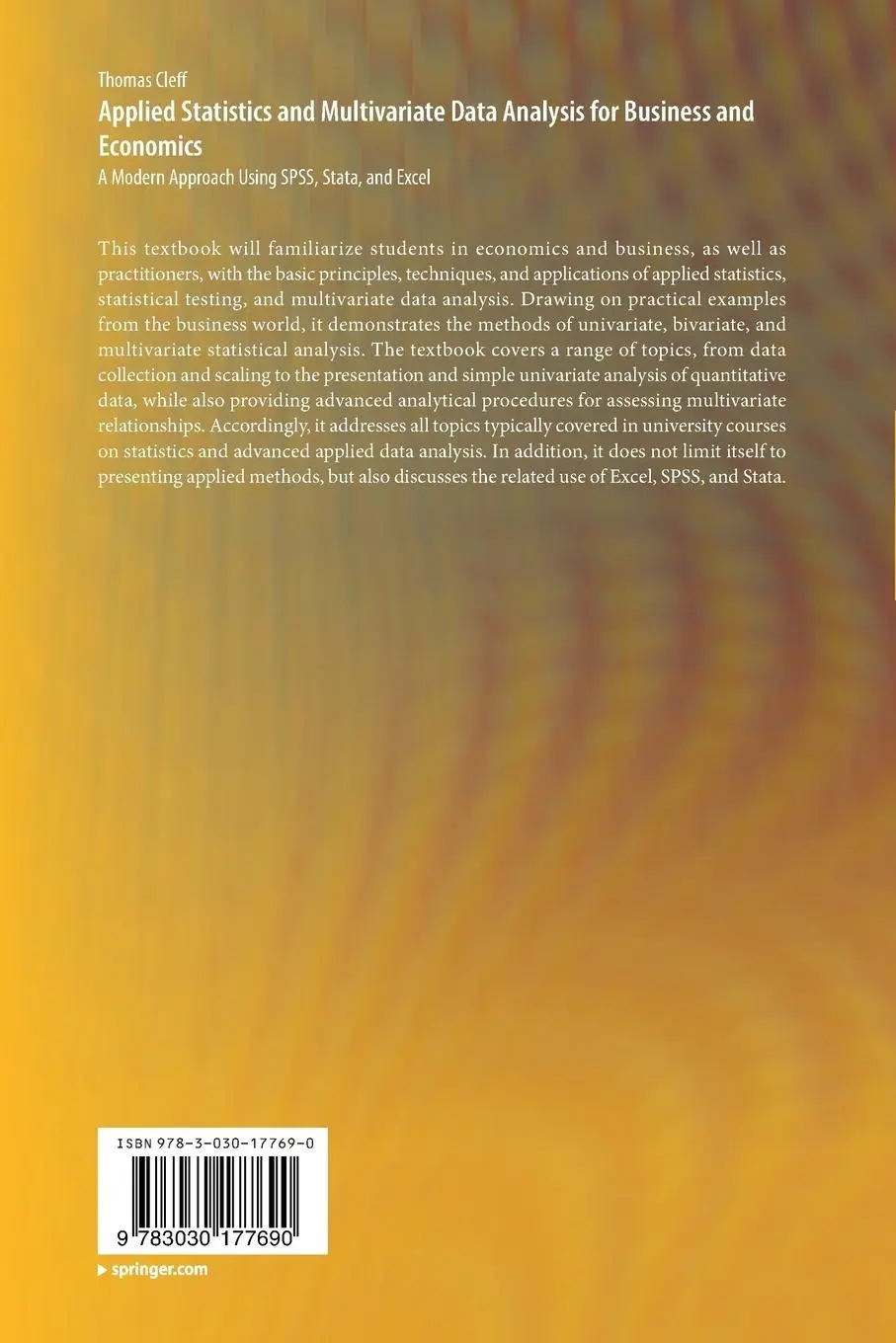 Rückseite: 9783030177690 | Applied Statistics and Multivariate Data Analysis for Business and...