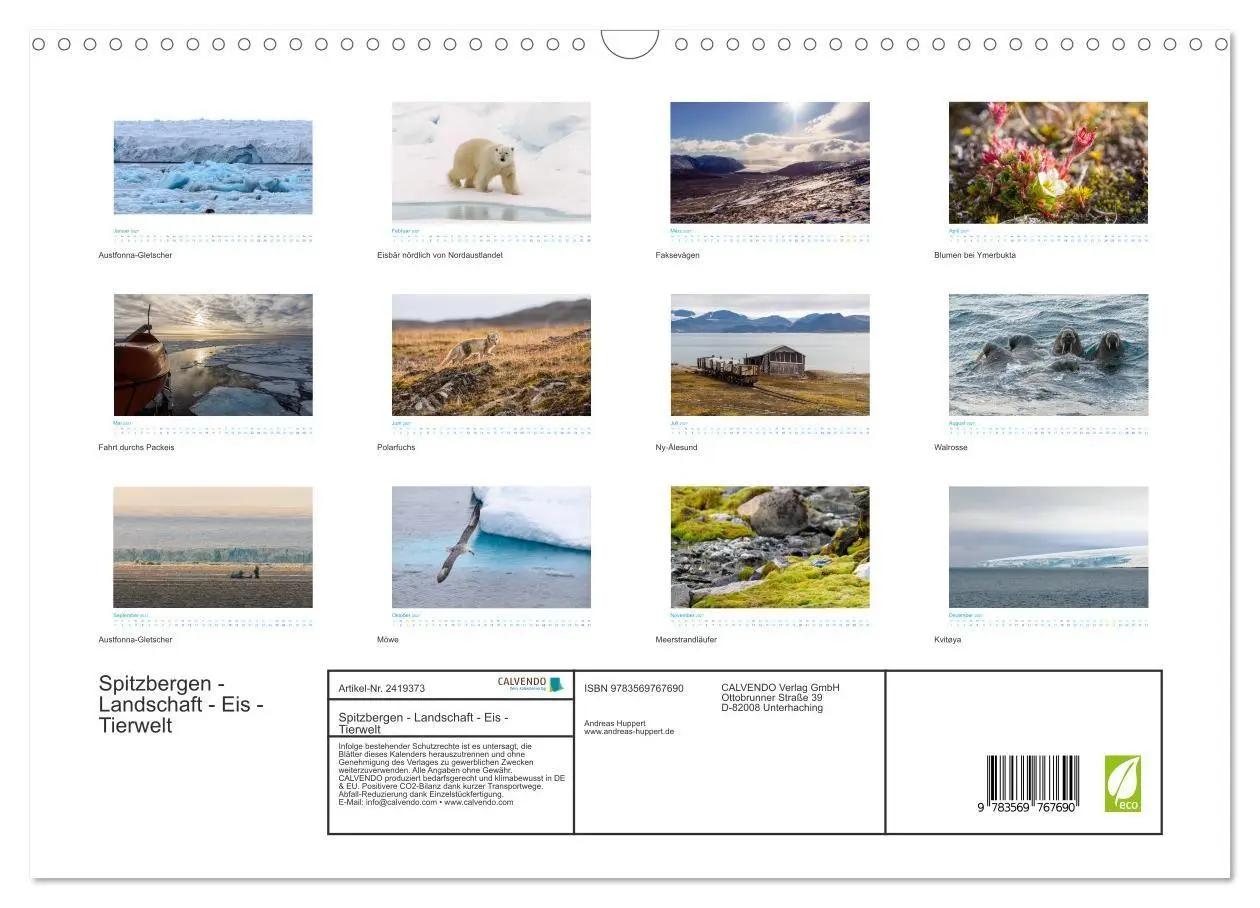 Bild: 9783569767690 | Spitzbergen - Landschaft - Eis - Tierwelt (Wandkalender 2027 DIN A3...