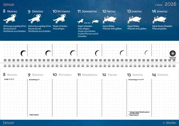 Bild: 9783731887690 | Tischquerkalender Mond 2026 | Verlag Korsch | Kalender | 128 S. | 2026