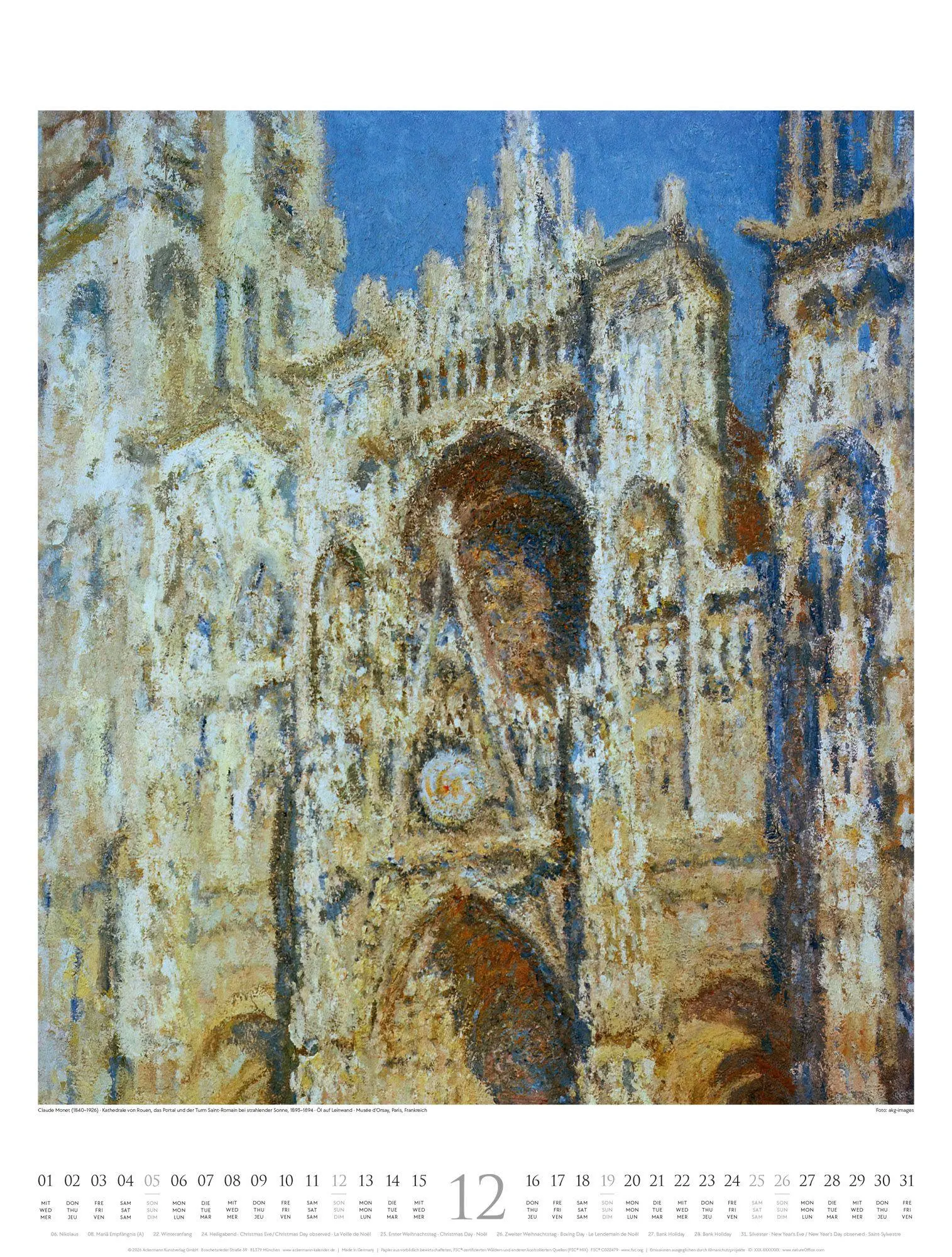 Bild: 9783838427690 | Claude Monet Kalender 2027 Farbe und Licht | Claude Monet (u. a.)