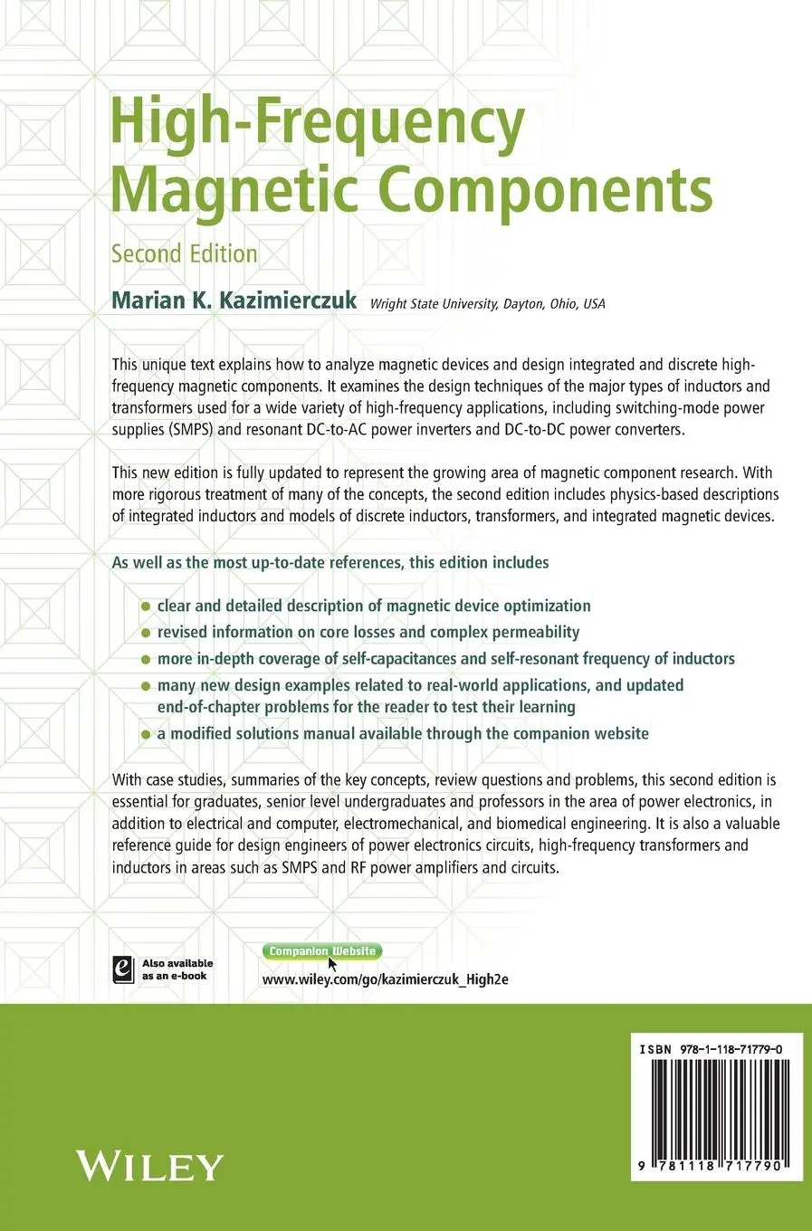 Rückseite: 9781118717790 | High-Frequency Magnetic Components | Marian K Kazimierczuk | Buch