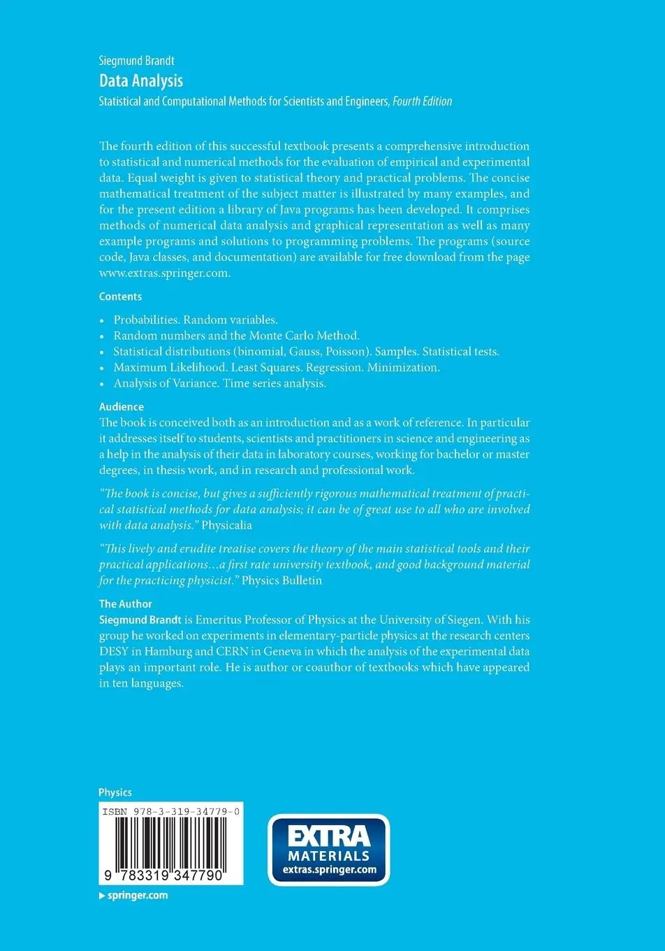 Rückseite: 9783319347790 | Data Analysis | Siegmund Brandt | Taschenbuch | xx | Englisch | 2017