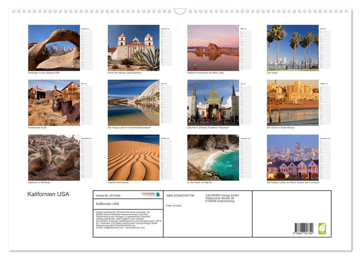 Bild: 9783457957790 | Kalifornien USA (Wandkalender 2026 DIN A2 quer), CALVENDO...