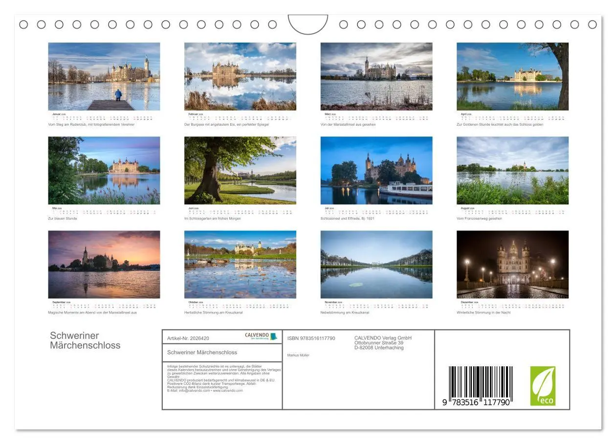 Bild: 9783516117790 | Schweriner Märchenschloss (Wandkalender 2026 DIN A4 quer), CALVENDO...