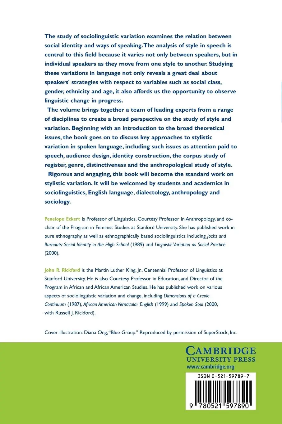 Rückseite: 9780521597890 | Style and Sociolinguistic Variation | Penelope Eckert (u. a.) | Buch