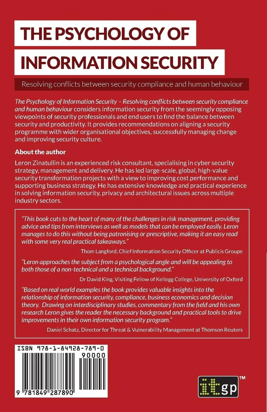 Rückseite: 9781849287890 | The Psychology of Information Security | Leron Zinatullin | Buch