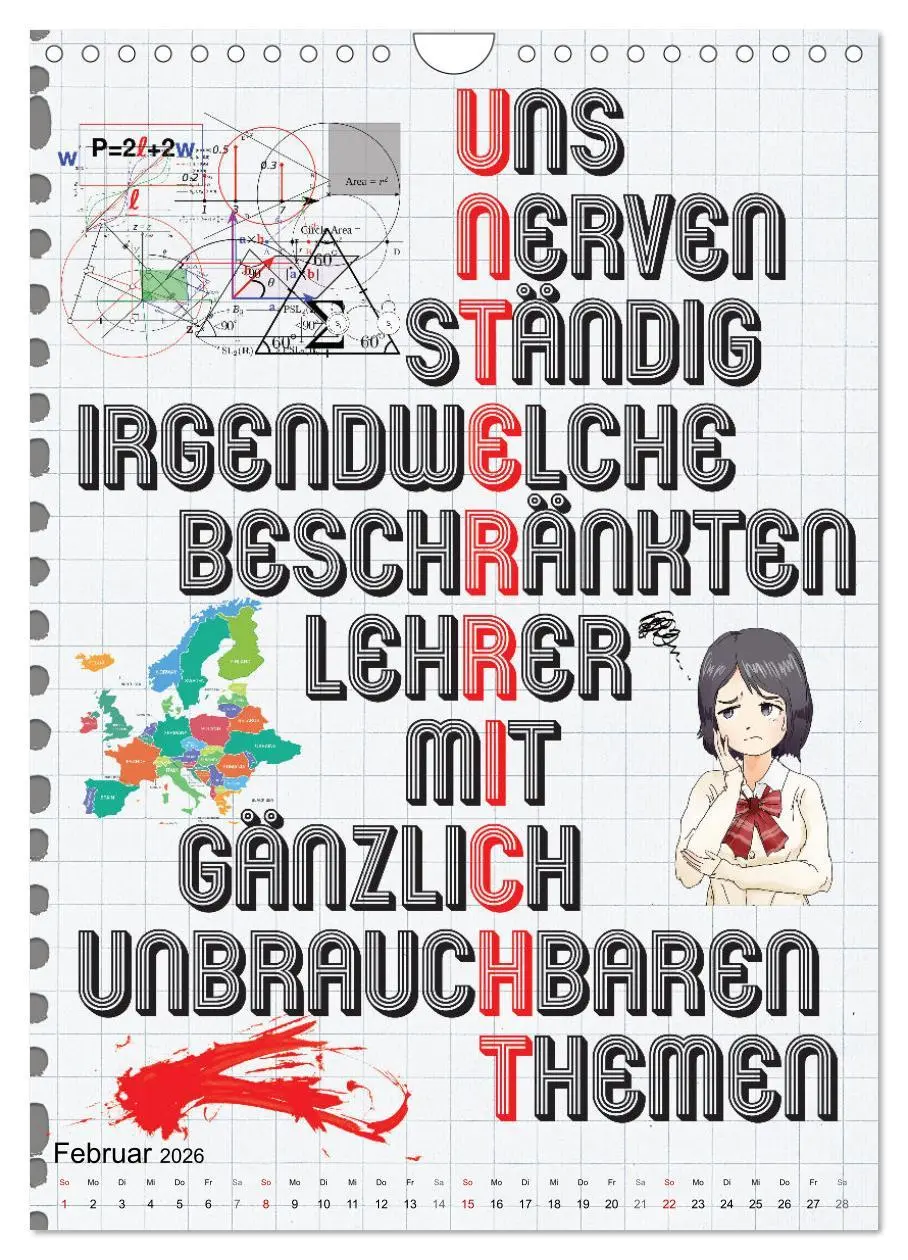 Bild: 9783516347890 | Schüler-Sprüche (Wandkalender 2026 DIN A4 hoch), CALVENDO...