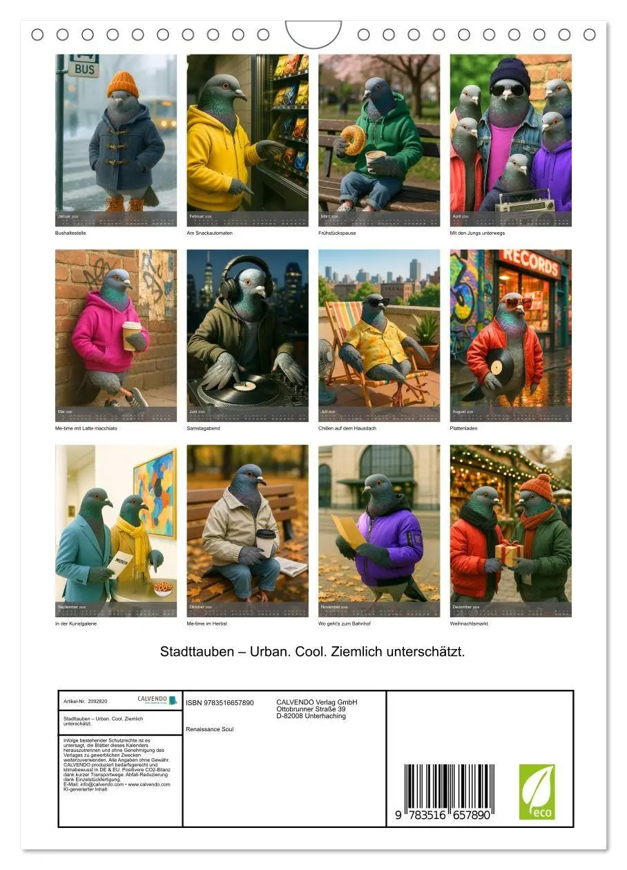 Bild: 9783516657890 | Stadttauben - Urban. Cool. Ziemlich unterschätzt. (Wandkalender...
