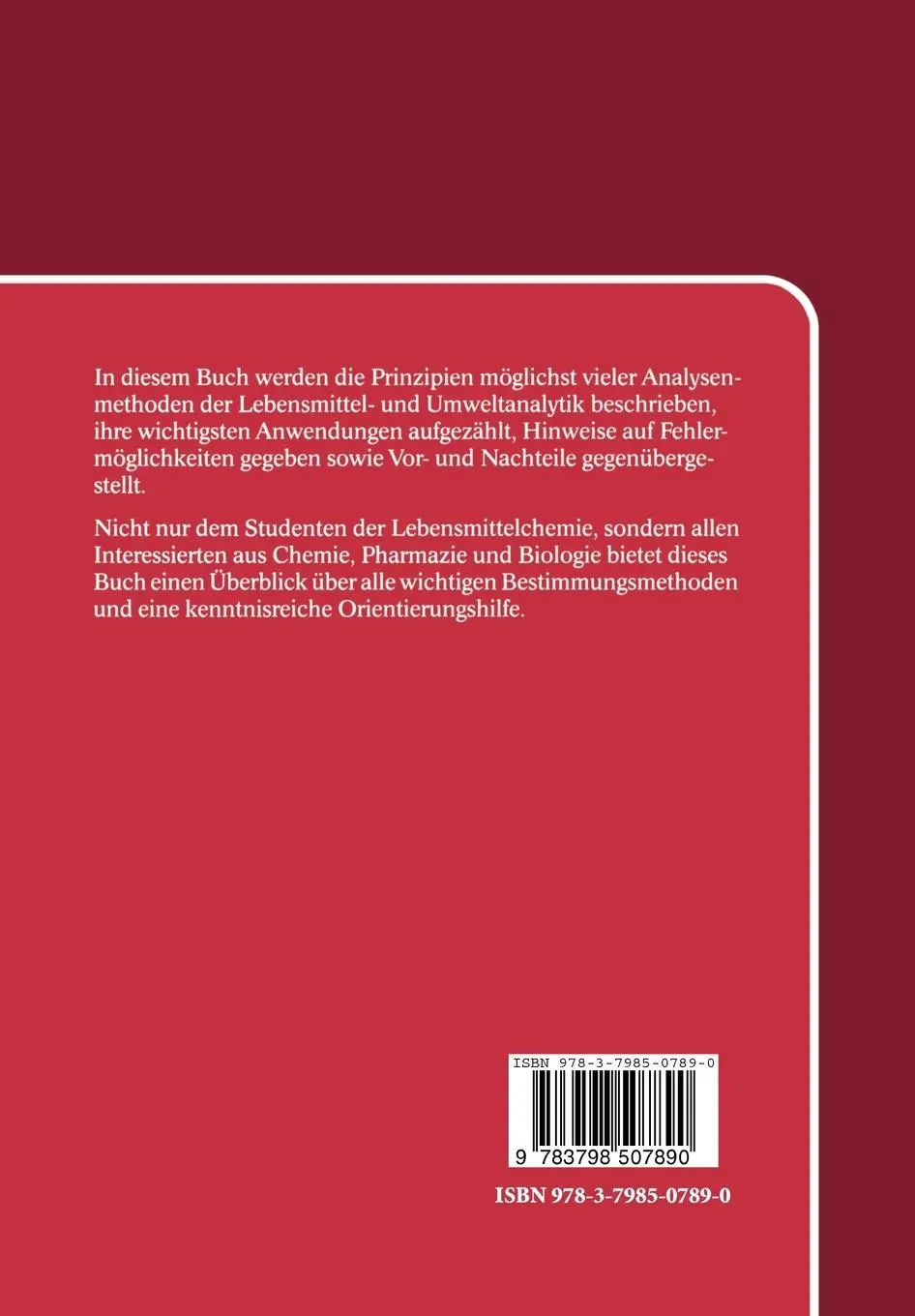 Rückseite: 9783798507890 | Lebensmittel- und Umweltanalytik | Methoden und Anwendungen | Maier