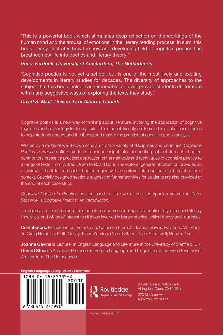 Rückseite: 9780415277990 | Cognitive Poetics in Practice | Joanna Gavins (u. a.) | Taschenbuch