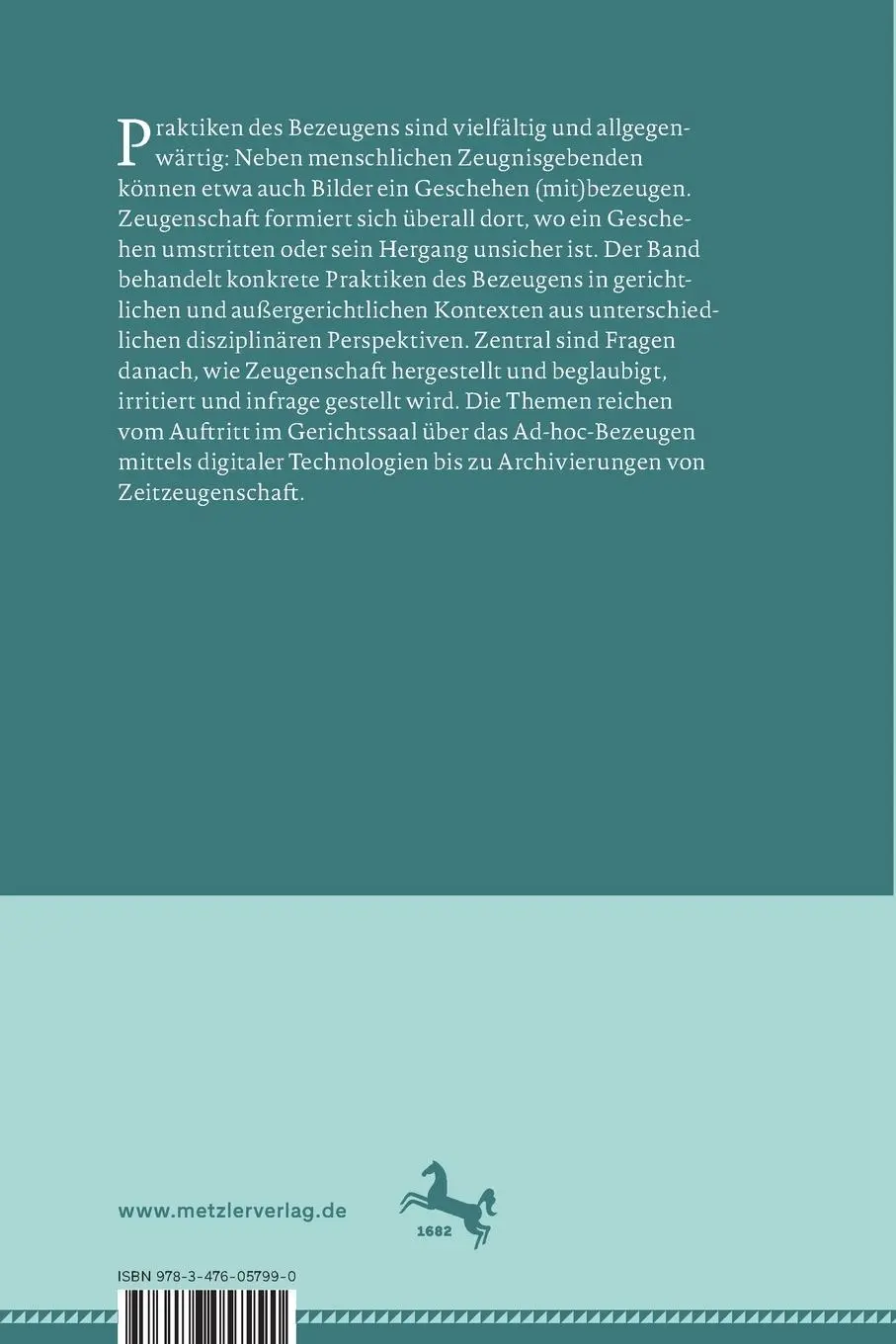 Rückseite: 9783476057990 | Bezeugen | Zeynep Tuna (u. a.) | Taschenbuch | viii | Deutsch | 2022