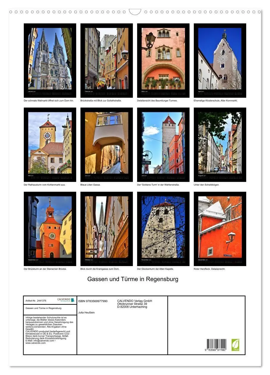 Bild: 9783569977990 | Gassen und Türme in Regensburg (Wandkalender 2027 DIN A2 hoch),...