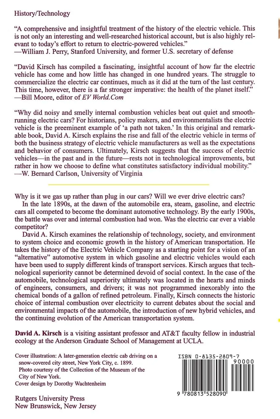 Rückseite: 9780813528090 | The Electric Vehicle and the Burden of History | David A Kirsch | Buch