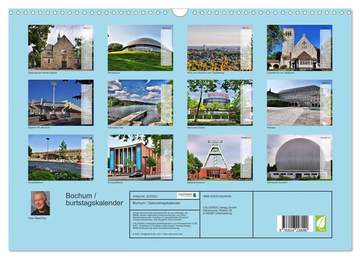 Bild: 9783516228090 | Bochum / Geburtstagskalender (Wandkalender 2026 DIN A3 quer),...