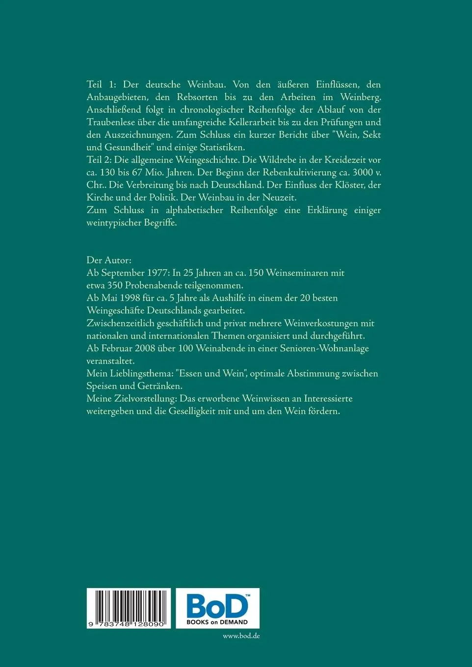 Rückseite: 9783748128090 | Weinbau und Weingeschichte | Helmut Matys | Taschenbuch | 136 S.