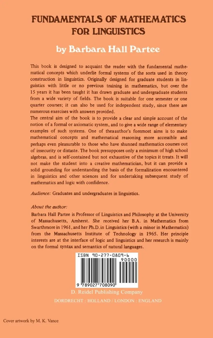 Rückseite: 9789027708090 | Fundamentals of Mathematics for Linguistics | Barbara B. H. Partee