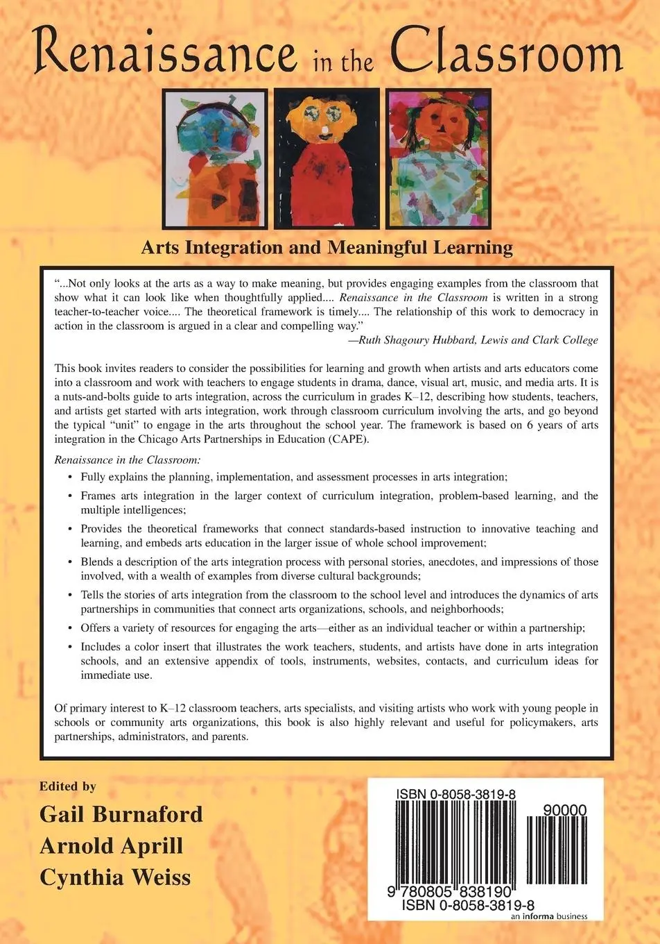 Rückseite: 9780805838190 | Renaissance in the Classroom | Gail E. Burnaford (u. a.) | Taschenbuch