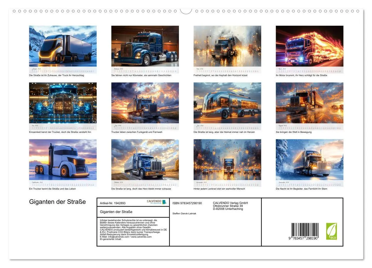 Bild: 9783457298190 | Giganten der Straße (hochwertiger Premium Wandkalender 2026 DIN A2...