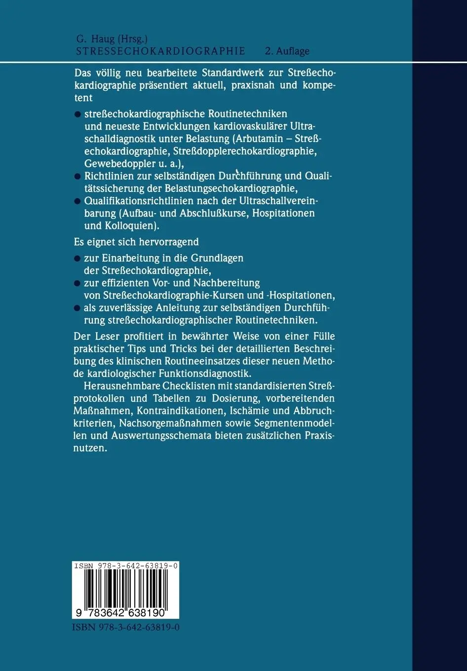 Rückseite: 9783642638190 | Streß-echokardiographie | Guenter Haug | Taschenbuch | xx | Deutsch